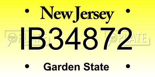 IB34872 New Jersey License Plate