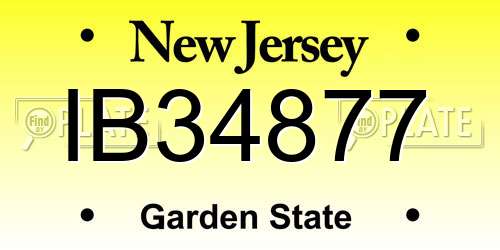 IB34877 New Jersey License Plate