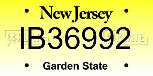 IB36992 New Jersey License Plate