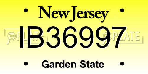IB36997 New Jersey License Plate