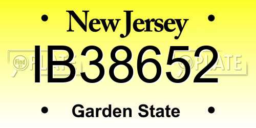 IB38652 New Jersey License Plate