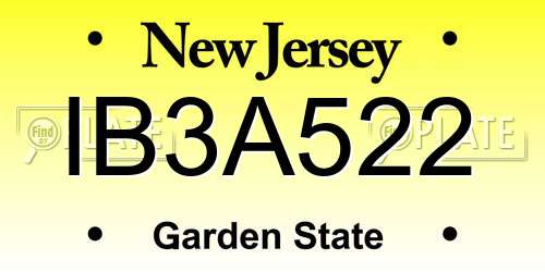IB3A522 New Jersey License Plate