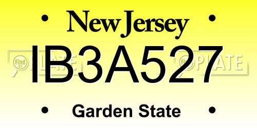 IB3A527 New Jersey License Plate