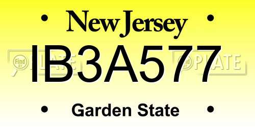 IB3A577 New Jersey License Plate