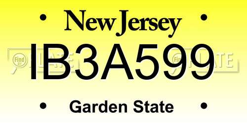 IB3A599 New Jersey License Plate