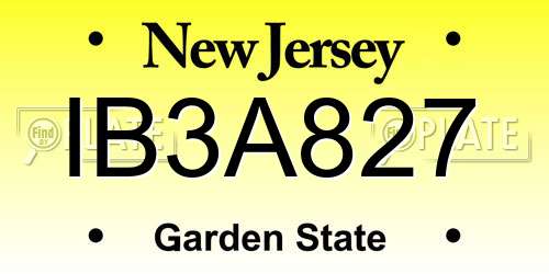 IB3A827 New Jersey License Plate