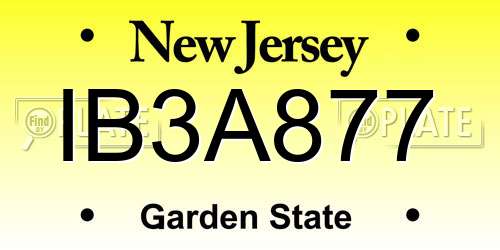 IB3A877 New Jersey License Plate