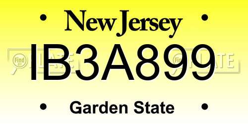 IB3A899 New Jersey License Plate