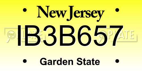 IB3B657 New Jersey License Plate