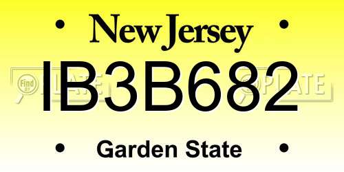 IB3B682 New Jersey License Plate