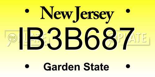 IB3B687 New Jersey License Plate