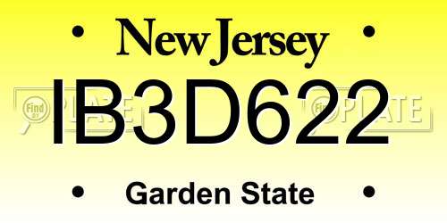 IB3D622 New Jersey License Plate