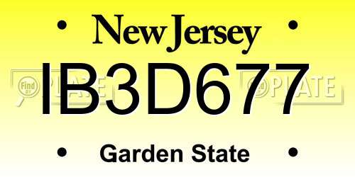 IB3D677 New Jersey License Plate