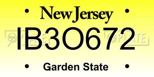 IB3O672 New Jersey License Plate