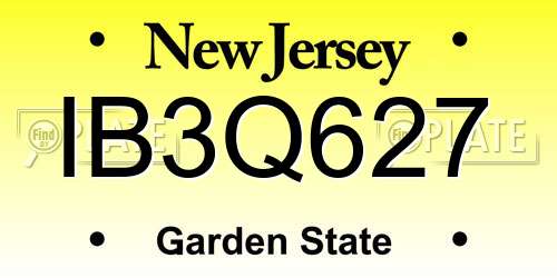 IB3Q627 New Jersey License Plate