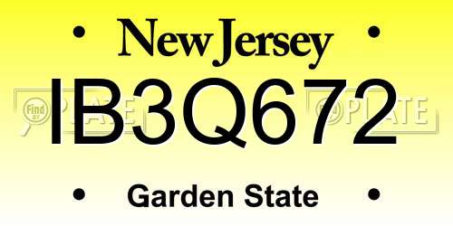 IB3Q672 New Jersey License Plate