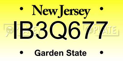 IB3Q677 New Jersey License Plate