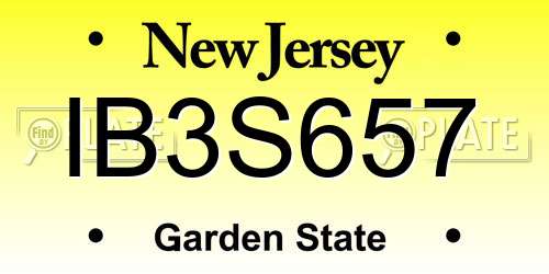 IB3S657 New Jersey License Plate