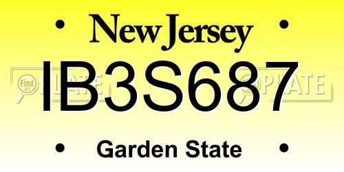 IB3S687 New Jersey License Plate