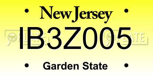 IB3Z005 New Jersey License Plate