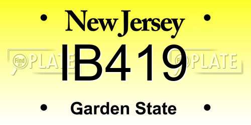 IB419 New Jersey License Plate