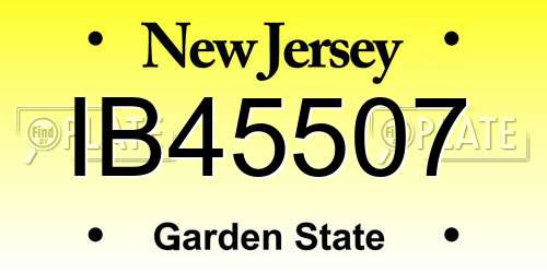 IB45507 New Jersey License Plate