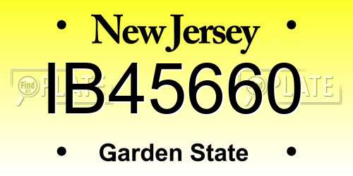 IB45660 New Jersey License Plate
