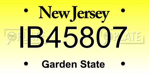 IB45807 New Jersey License Plate