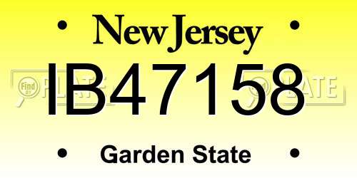 IB47158 New Jersey License Plate