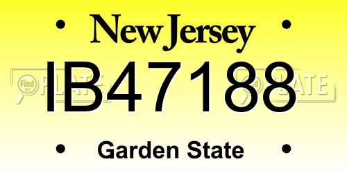 IB47188 New Jersey License Plate
