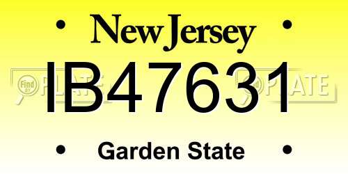 IB47631 New Jersey License Plate