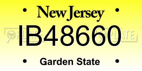 IB48660 New Jersey License Plate