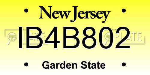 IB4B802 New Jersey License Plate