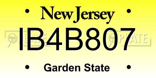 IB4B807 New Jersey License Plate