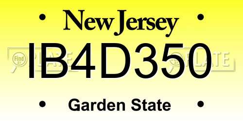 IB4D350 New Jersey License Plate