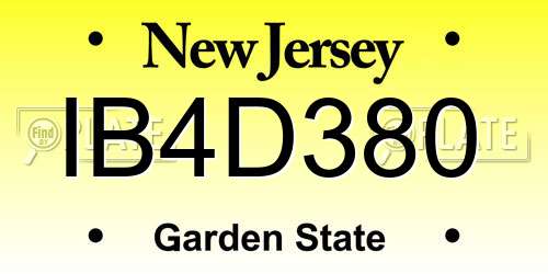 IB4D380 New Jersey License Plate