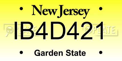 IB4D421 New Jersey License Plate
