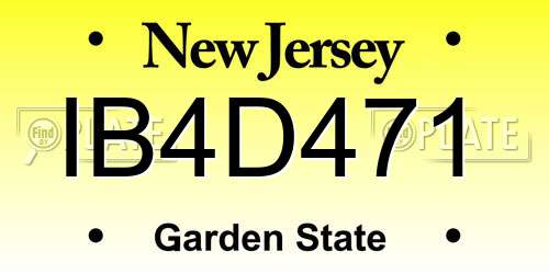 IB4D471 New Jersey License Plate