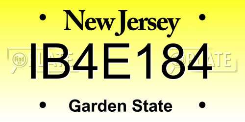 IB4E184 New Jersey License Plate