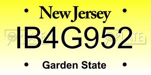IB4G952 New Jersey License Plate