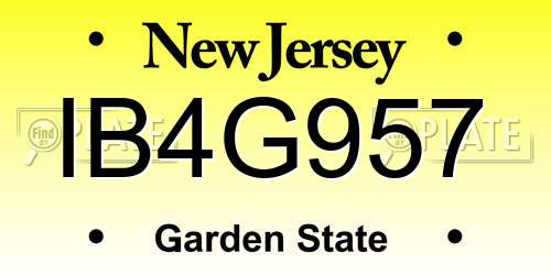 IB4G957 New Jersey License Plate
