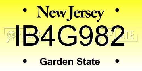 IB4G982 New Jersey License Plate