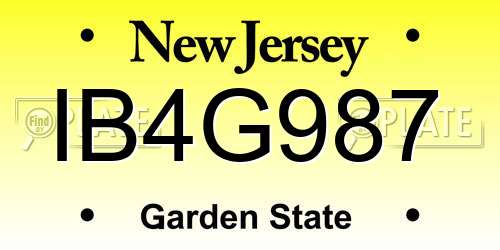 IB4G987 New Jersey License Plate