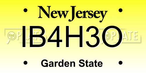 IB4H3O New Jersey License Plate