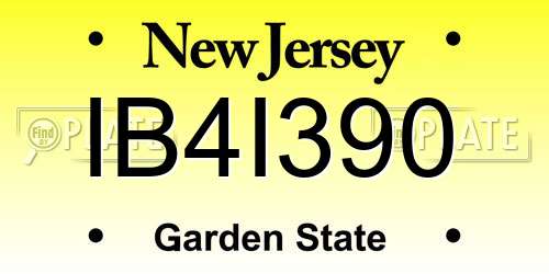 IB4I390 New Jersey License Plate