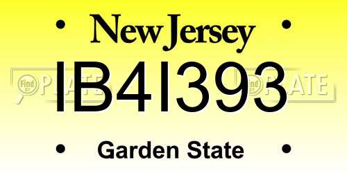 IB4I393 New Jersey License Plate