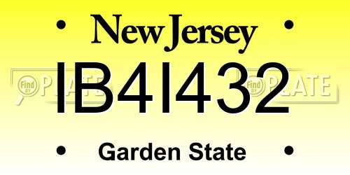 IB4I432 New Jersey License Plate