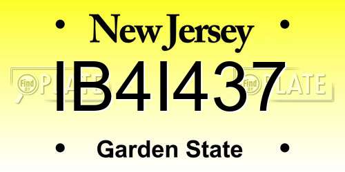 IB4I437 New Jersey License Plate
