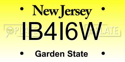 IB4I6W New Jersey License Plate