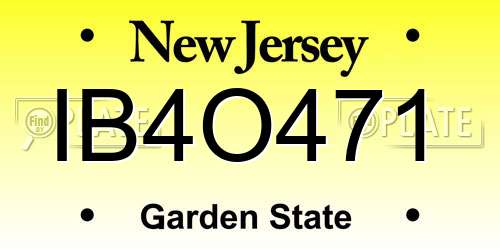 IB4O471 New Jersey License Plate